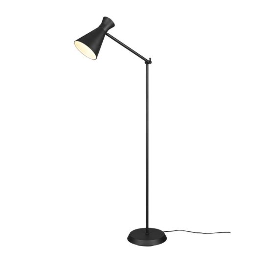 Lampada da terra per soggiorno moderna nera con paralume a doppio cono