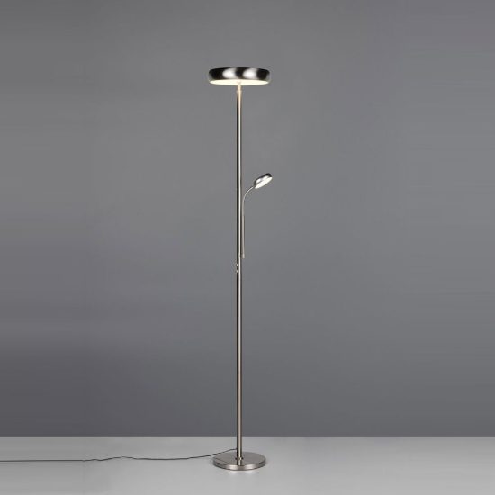 Piantana led 23w cct 3000k 4000k 6500k con telecomando nichel opaco con lampada da lettura