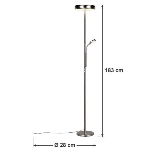 Piantana led 23w cct 3000k 4000k 6500k con telecomando nichel opaco con lampada da lettura