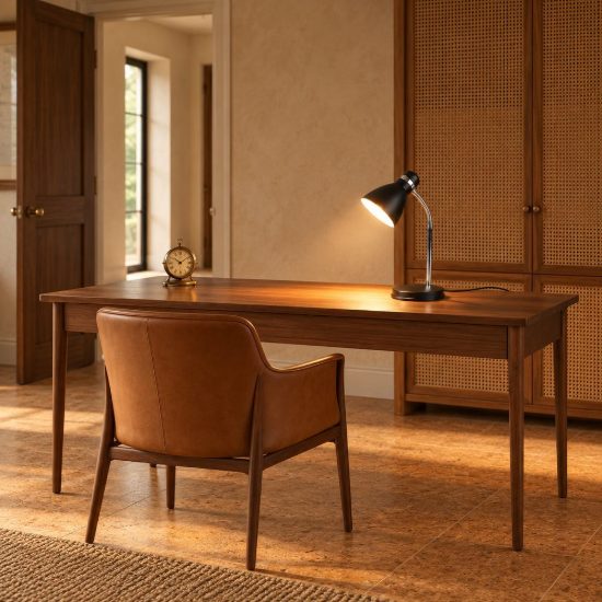 Lampada da scrivania per ufficio moderna nera cromo con braccio flessibile