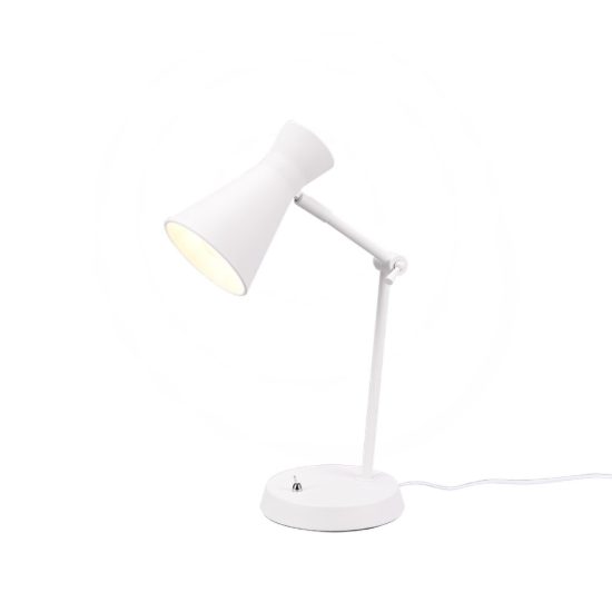 Lampada da tavolo per soggiorno moderna bianca con paralume a doppio cono