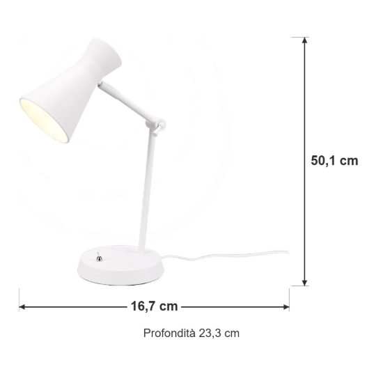 Lampada da tavolo per soggiorno moderna bianca con paralume a doppio cono