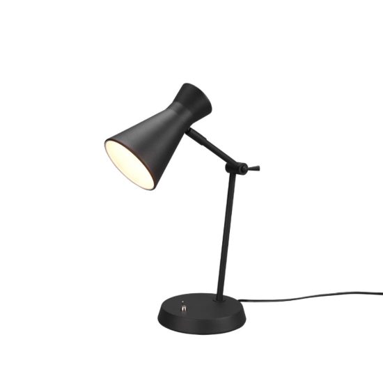 Lampada da tavolo per soggiorno moderna nera con paralume a doppio cono