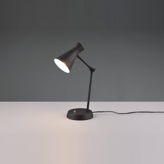 Lampada da tavolo per soggiorno moderna nera con paralume a doppio cono