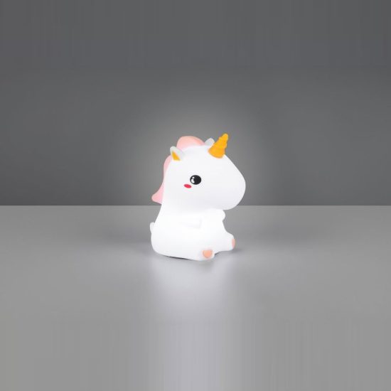 Lampada da tavolo led 0,5w 3000k rgb a batterie per cameretta a forma di unicorno bianca