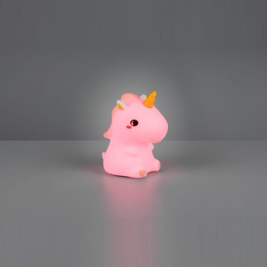 Lampada da tavolo led 0,5w 3000k rgb a batterie per cameretta a forma di unicorno bianca