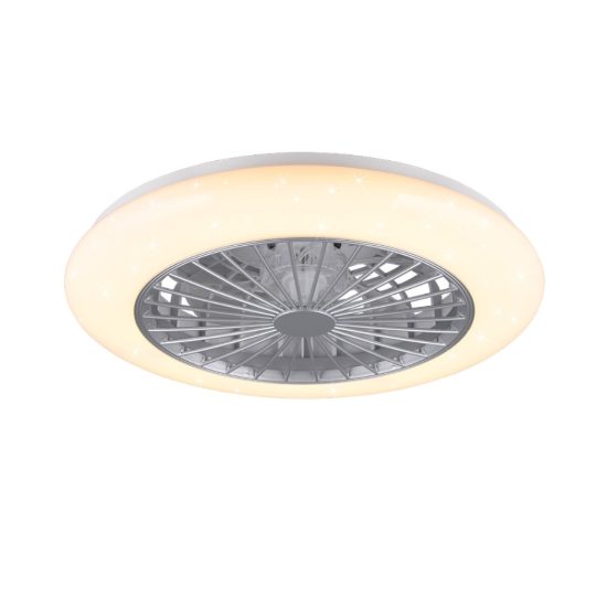 Ventilatore da soffitto led 26w cct 3000k 6500k rgb con telecomando titanio effetto cielo stellato