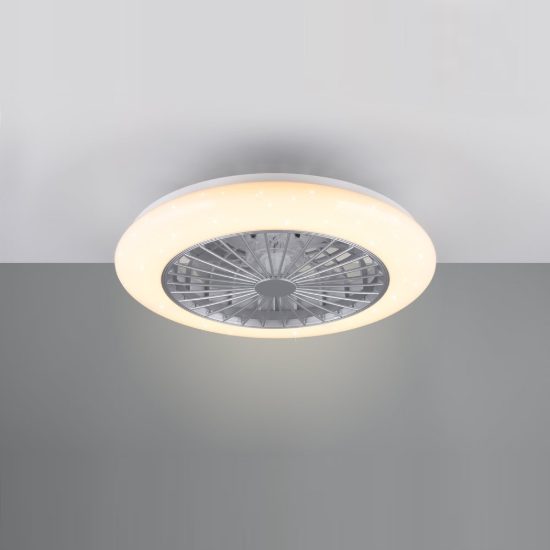 Ventilatore da soffitto led 26w cct 3000k 6500k rgb con telecomando titanio effetto cielo stellato