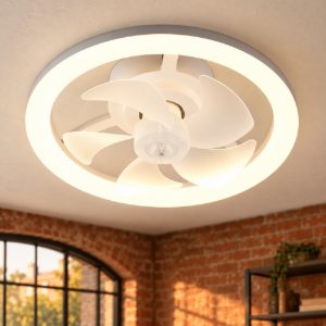 Ventilatore da soffitto con luce led 22w cct 2700k 6500k con telecomando rotondo bianco per max 13mq