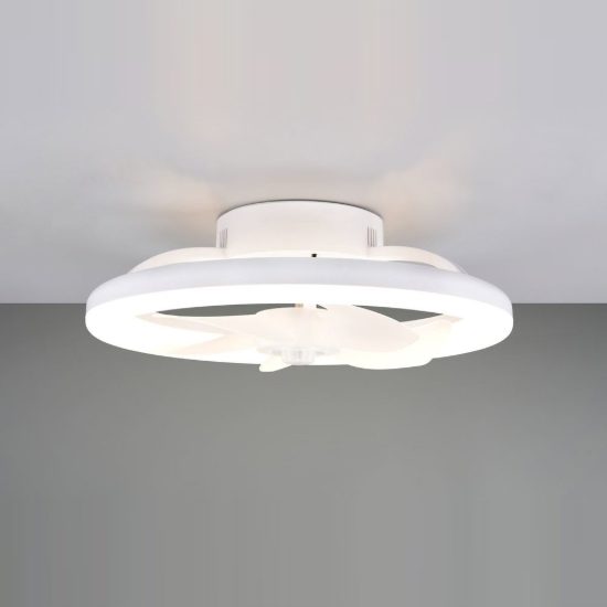 Ventilatore da soffitto con luce led 22w cct 2700k 6500k con telecomando rotondo bianco per max 13mq