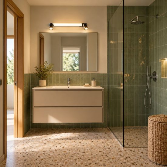 Applique per specchio da bagno led 6,5w cct 2300k 3000k 4000k ip44 lineare cromo con 2 faretti