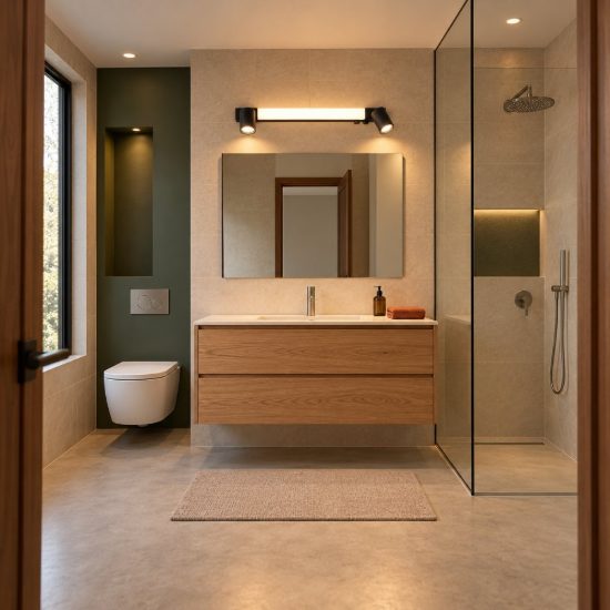 Applique per specchio da bagno led 6,5w cct 2300k 3000k 4000k ip44 lineare nera con 2 faretti