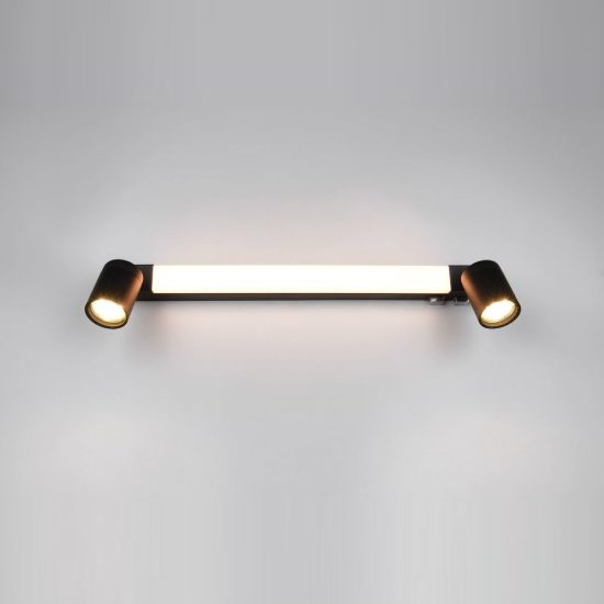 Applique per specchio da bagno led 6,5w cct 2300k 3000k 4000k ip44 lineare nera con 2 faretti