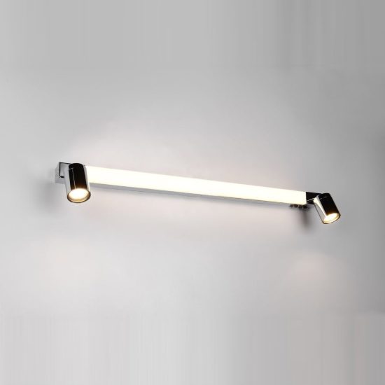 Applique per specchio da bagno led 9w cct 2300k 3000k 4000k ip44 moderna lineare cromo con 2 faretti