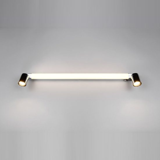 Applique per specchio da bagno led 9w cct 2300k 3000k 4000k ip44 moderna lineare cromo con 2 faretti
