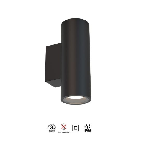 Applique da esterno cilindrica doppia emissione nera ip65