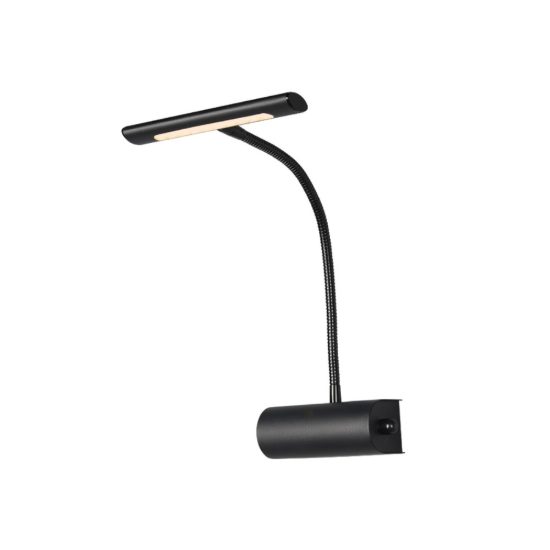 Applique per comodino camera da letto led 4w 3000k moderna nera con braccio flessibile