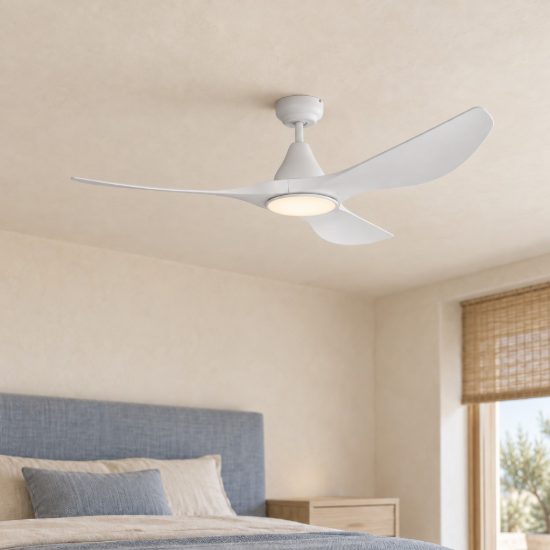 Eglo portsea ventilatore da soffitto dc con luce led 19w cct 3000k 4000k 5000k con telecomando bianco oltre 20mq