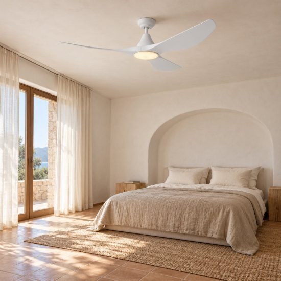 Eglo portsea ventilatore da soffitto dc con luce led 19w cct 3000k 4000k 5000k con telecomando bianco oltre 20mq