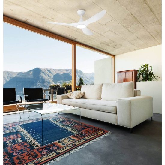 Eglo portsea ventilatore da soffitto dc con luce led 19w cct 3000k 4000k 5000k con telecomando bianco oltre 20mq