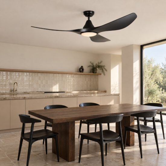 Eglo portsea ventilatore da soffitto dc con luce led 19w cct 3000k 4000k 5000k con telecomando nero oltre 20mq