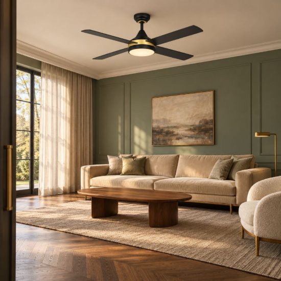 Eglo trinidad ventilatore da soffitto con luce led 19w cct 3000k 4000k 5000k con telecomando nero ottone oltre 20mq