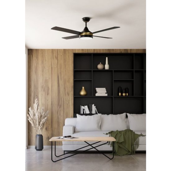 Eglo trinidad ventilatore da soffitto con luce led 19w cct 3000k 4000k 5000k con telecomando nero ottone oltre 20mq
