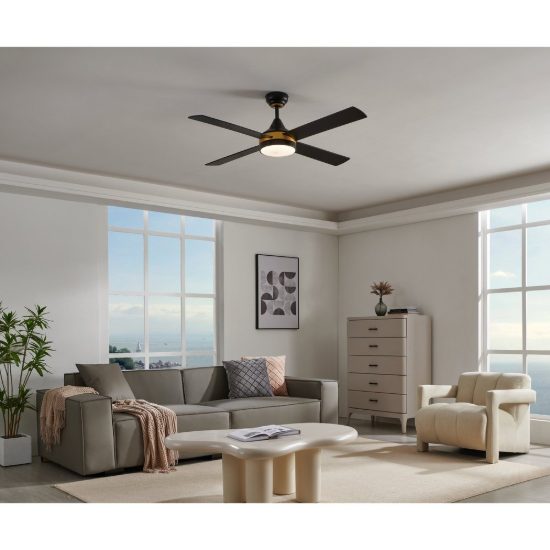 Eglo trinidad ventilatore da soffitto con luce led 19w cct 3000k 4000k 5000k con telecomando nero ottone oltre 20mq