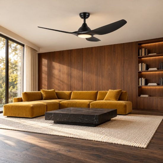 Eglo tunitas ventilatore da soffitto dc con luce led 16w cct 3000k 4000k 5000k con telecomando nero oltre 20mq