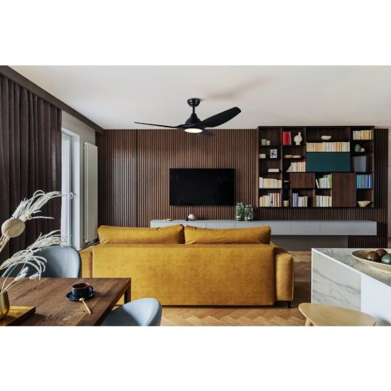 Eglo tunitas ventilatore da soffitto dc con luce led 16w cct 3000k 4000k 5000k con telecomando nero oltre 20mq