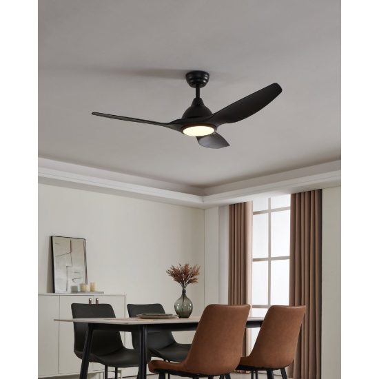 Eglo tunitas ventilatore da soffitto dc con luce led 16w cct 3000k 4000k 5000k con telecomando nero oltre 20mq