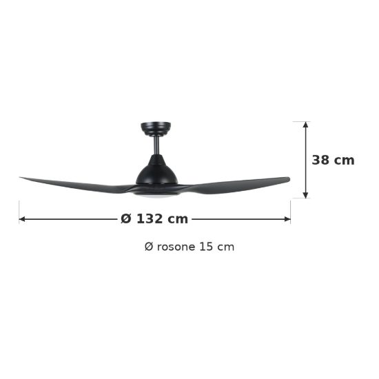 Eglo tunitas ventilatore da soffitto dc con luce led 16w cct 3000k 4000k 5000k con telecomando nero oltre 20mq