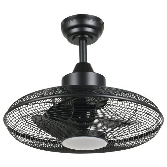 Eglo igeldo ventilatore da soffitto a gabbia con luce led 15w cct 3000k 4000k 5000k con telecomando nero fino a 20mq