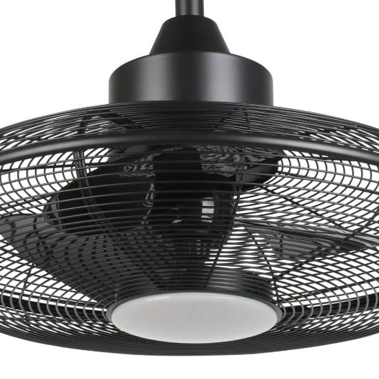 Eglo igeldo ventilatore da soffitto a gabbia con luce led 15w cct 3000k 4000k 5000k con telecomando nero fino a 20mq