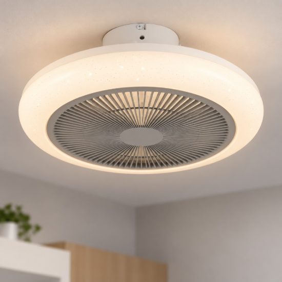Eglo kostrena ventilatore da soffitto con luce led 25,5w cct 2700k 6500k con telecomando bianco grigio fino a 20mq