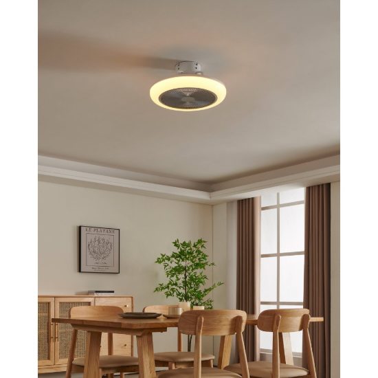 Eglo kostrena ventilatore da soffitto con luce led 25,5w cct 2700k 6500k con telecomando bianco grigio fino a 20mq