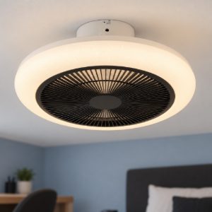 Eglo kostrena ventilatore da soffitto con luce led 25,5w cct 2700k 6500k con telecomando bianco nero fino a 20mq