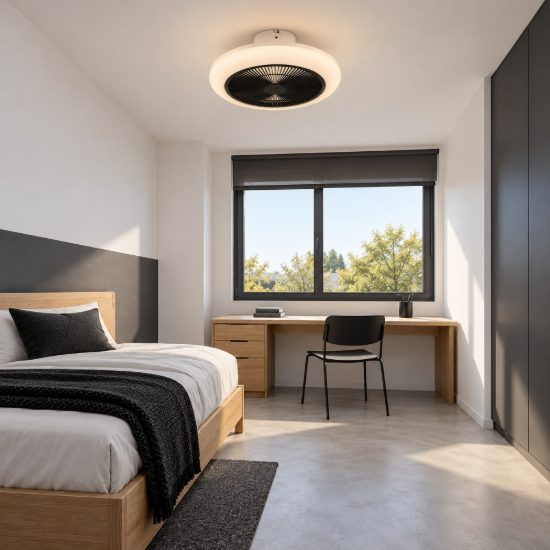 Eglo kostrena ventilatore da soffitto con luce led 25,5w cct 2700k 6500k con telecomando bianco nero fino a 20mq