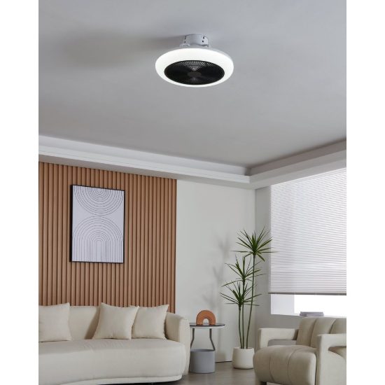 Eglo kostrena ventilatore da soffitto con luce led 25,5w cct 2700k 6500k con telecomando bianco nero fino a 20mq