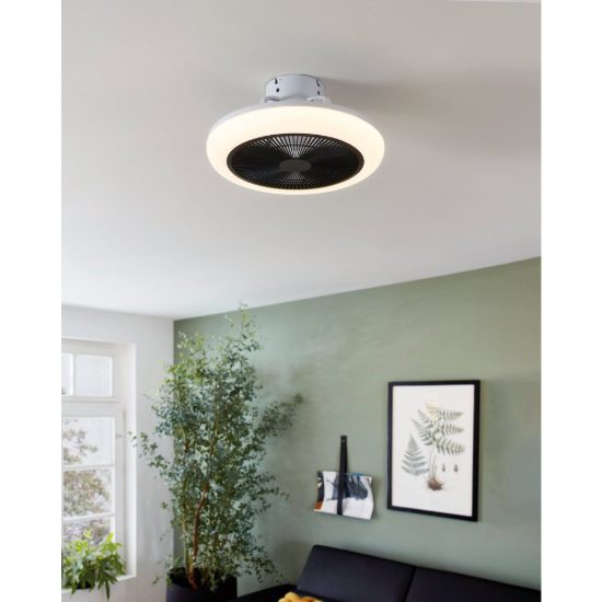 Eglo kostrena ventilatore da soffitto con luce led 25,5w cct 2700k 6500k con telecomando bianco nero fino a 20mq