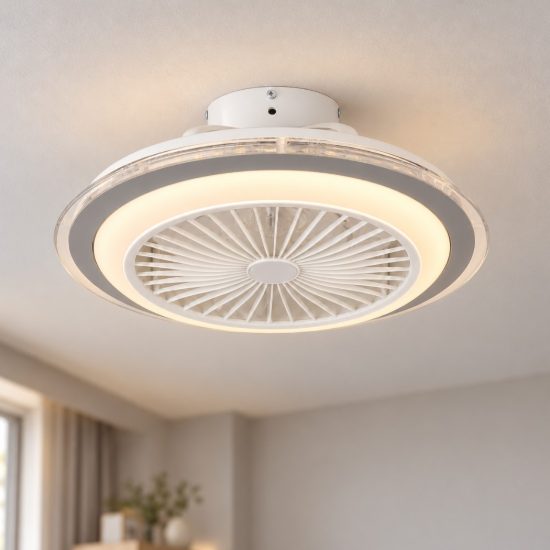 Eglo albufeira ventilatore da soffitto con luce led 25,5w cct 2700k 6500k con telecomando bianco grigio fino a 20mq