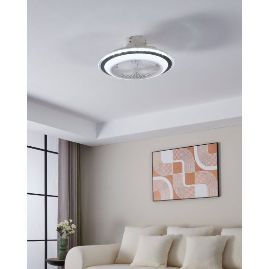 Eglo albufeira ventilatore da soffitto con luce led 25,5w cct 2700k 6500k con telecomando bianco grigio fino a 20mq