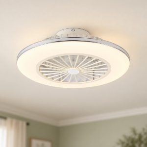 Eglo lovisca ventilatore da soffitto con luce led 37,8w cct 2700k 6500k con telecomando bianco argento fino a 20mq