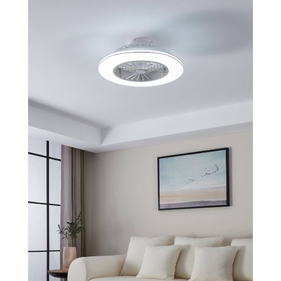 Eglo lovisca ventilatore da soffitto con luce led 37,8w cct 2700k 6500k con telecomando bianco argento fino a 20mq