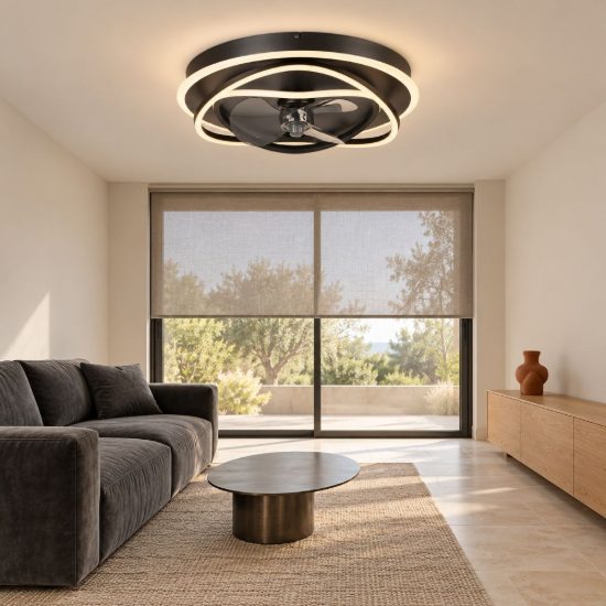 Eglo namori ventilatore da soffitto con luce led 36w cct 2700k 6500k dimmerabile con telecomando nero fino a 20mq
