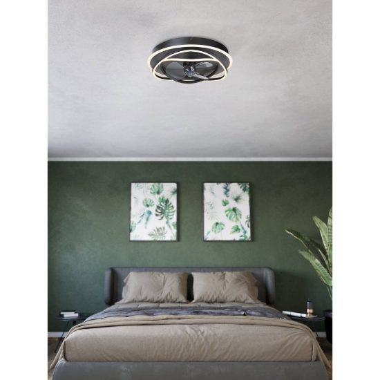 Eglo namori ventilatore da soffitto con luce led 36w cct 2700k 6500k dimmerabile con telecomando nero fino a 20mq
