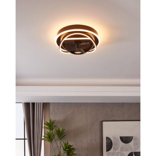 Eglo namori ventilatore da soffitto con luce led 36w cct 2700k 6500k dimmerabile con telecomando nero fino a 20mq