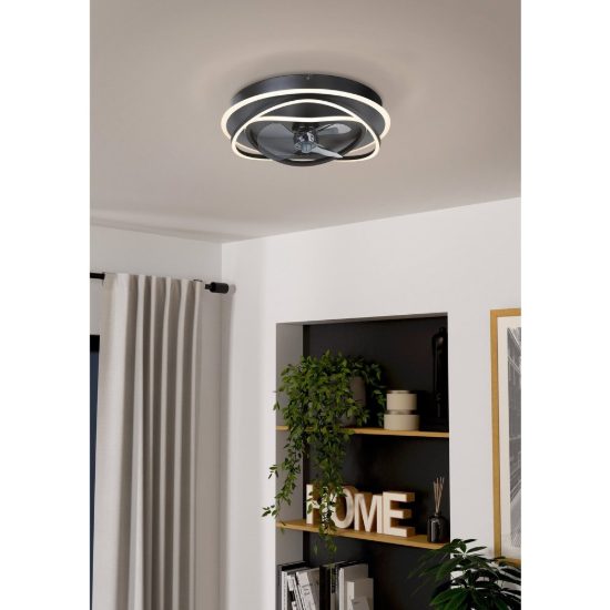 Eglo namori ventilatore da soffitto con luce led 36w cct 2700k 6500k dimmerabile con telecomando nero fino a 20mq