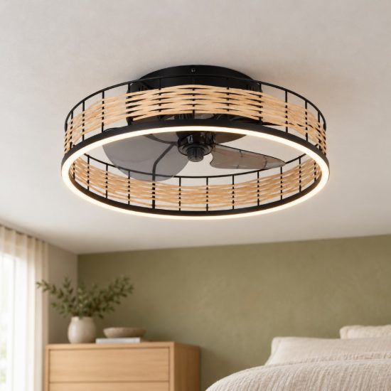 Eglo frana ventilatore da soffitto con luce led 28w cct 2700k 6500k con telecomando nero fino a 20mq