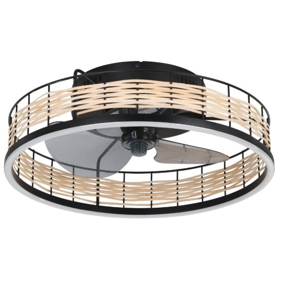 Eglo frana ventilatore da soffitto con luce led 28w cct 2700k 6500k con telecomando nero fino a 20mq